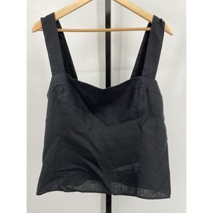 Quince 100% European Linen Fitted Tank Black XL